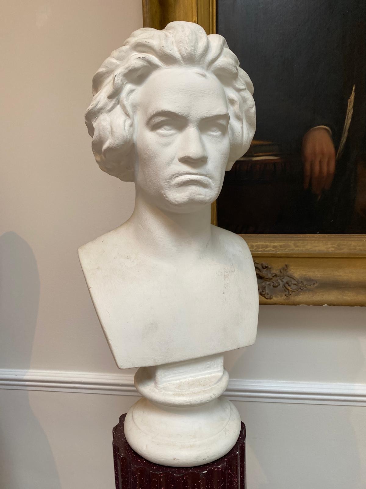 A plaster bust of Beethoven, height 55cm